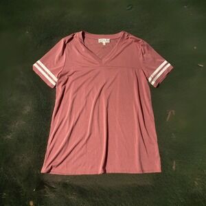 Pink Republic Jersey Style V Neck Shirt Pink